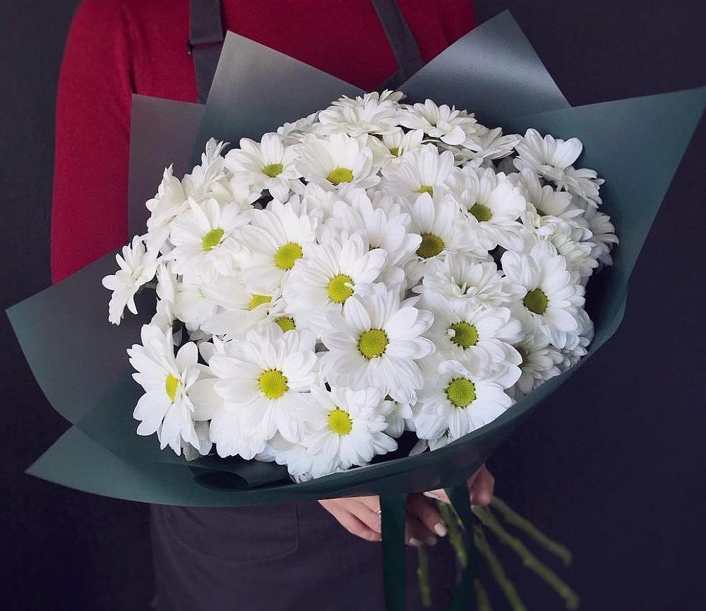 Букет белые хризантемы в Павлодольской Букет цветов из: Хризантемы в Павлодольской